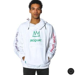 Jean-Michel Basquiat x Members Only White Jacket Windbreaker Hood Size Large NWT